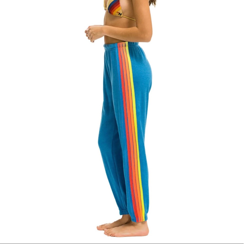 NWT Aviator Nation neon rainbow stripe sweatpants